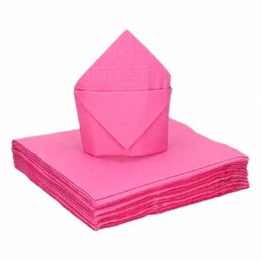 100x roze kleine cocktail servetten 25 x 25 cm kopen