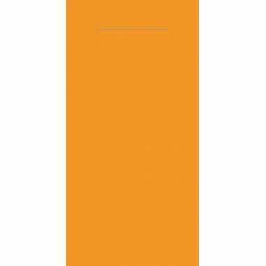 12x oranje servetten met bestek gleuf 40 cm kopen