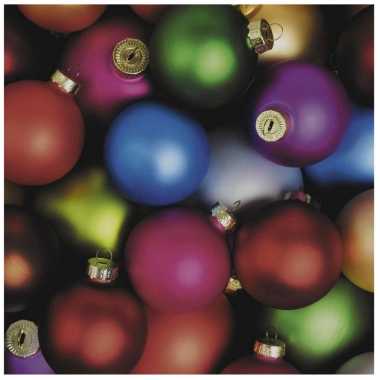 20x kerst servetten met gekleurde kerstballen 33 x 33 cm kopen