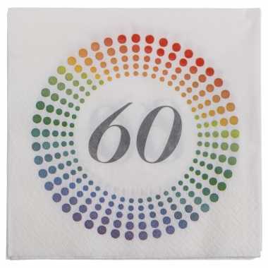 20x leeftijd 60 jaar themafeest/verjaardag servetten 33 x 33 cm confetti kopen