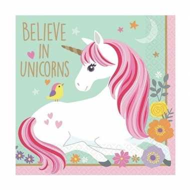 32x papieren servetjes unicorn print 25 x 25 cm kopen