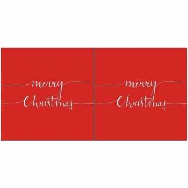 40x feest servetten merry christmas rood kopen