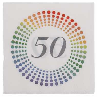 40x leeftijd 50 jaar themafeest/verjaardag servetten 33 x 33 cm confetti kopen