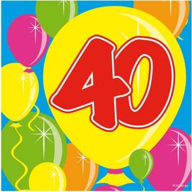 40x papieren servetjes 40 jaar balloons thema feestartikelen 25 x 25