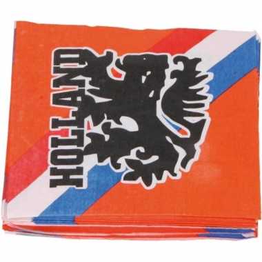 40x papieren servetjes oranje supporters leeuwen/leeuwinnen thema fee