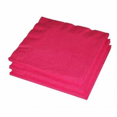 60x fuchsia roze kleuren thema servetten 33 x 33 cm kopen