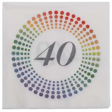 60x leeftijd 40 jaar themafeest/verjaardag servetten 33 x 33 cm confetti kopen