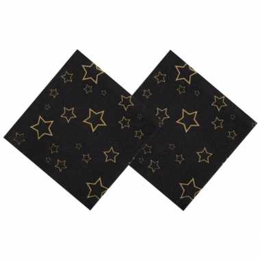 72x oud en nieuw servetten met gouden sterren 25 x 25 cm kopen
