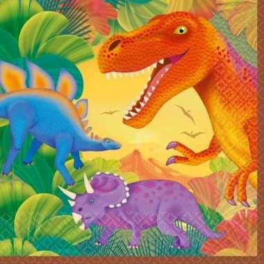 Kinderfeestje dinosaurus servetten 16 stuks