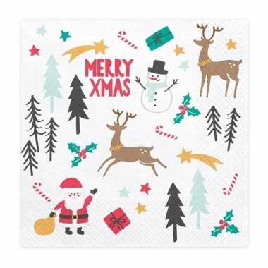 Merry x-mas kerst servetten 20 stuks 33 cm kopen