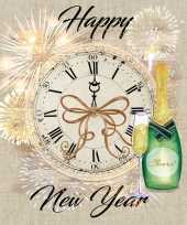 120x happy new year nieuwjaar servetten met klok 33 x 33 cm