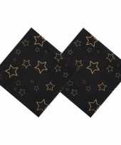 24x oud en nieuw servetten met gouden sterren 25 x 25 cm