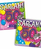 40x papieren servetjes sarah 50 jaar thema feestartikelen 25 x 25 cm