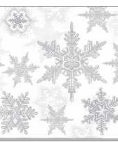 60x servetten winter sneeuwvlokken thema wit zilver 33 x 33 cm